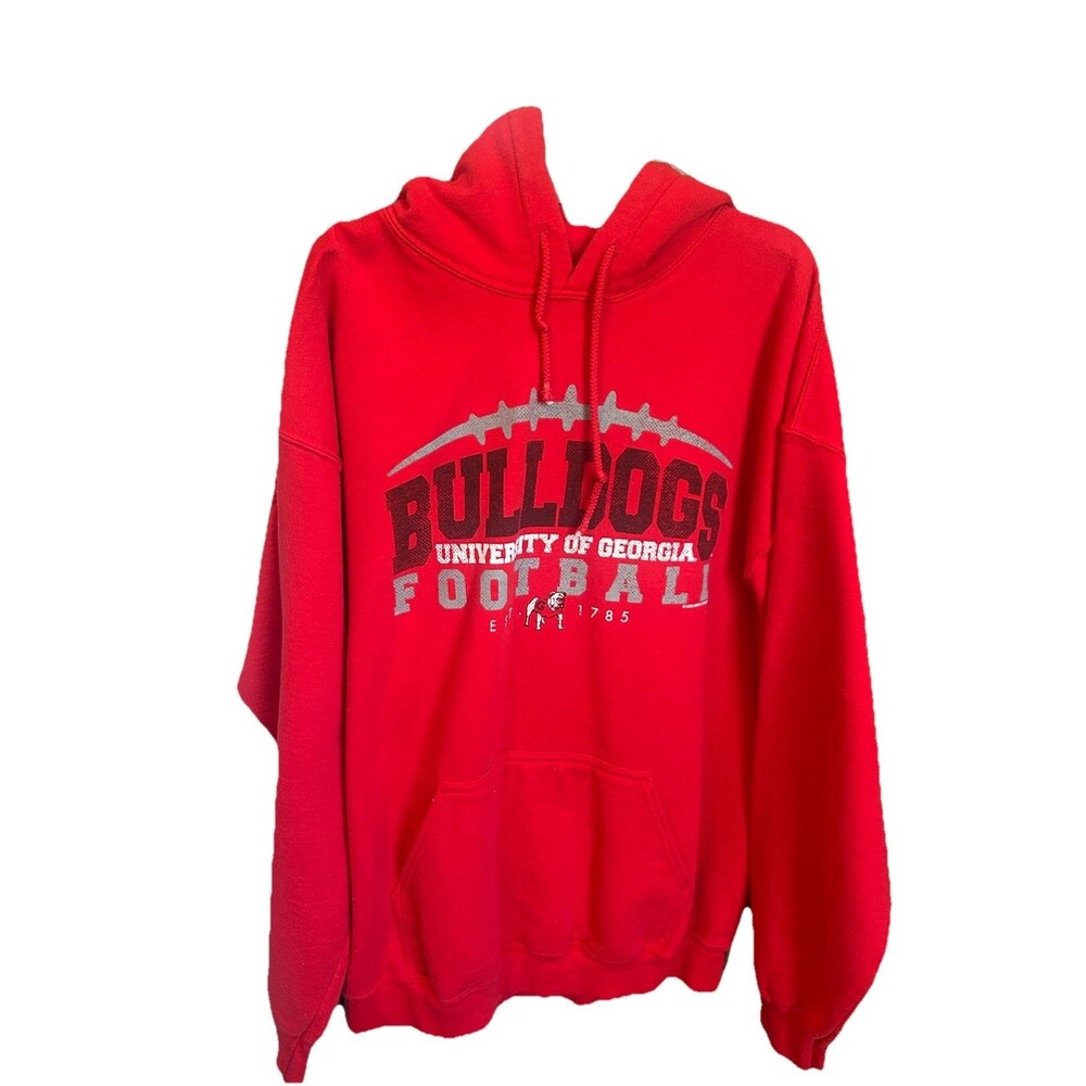 UGA Bulldogs Football Red Hoodie Womens LRG Gildan Heavy Blend Pullover Georgia - Picture 7 of 13
